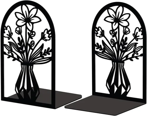 Miniatura 15 de Peacoblue Sujetalibros de Metal para Estantes, Soporte Moderno Decorativo de Servicio Pesado para Libros de Estudio para Oficina, Escritorio