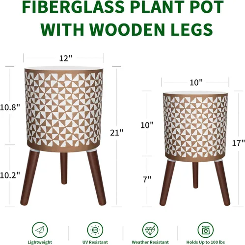 Miniatura 2 de Maceta de 10 y 12 pulgadas con soporte, macetas grandes y modernas para plantas de interior y exterior con agujeros de drenaje, macetas grandes