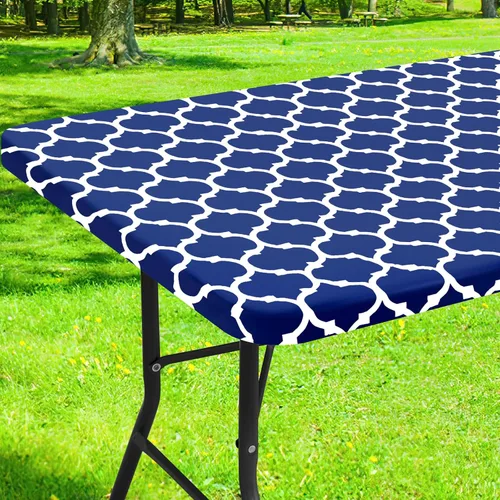 Miniatura 16 de Smiry Mantel cuadrado para mesa de pícnic, manteles de camping impermeables elásticos ajustables, protector de mantel de vinilo con respaldo de Gris