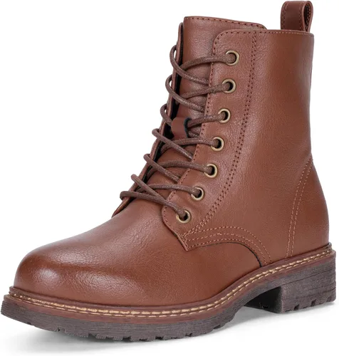 Miniatura 10 de Vepose - Botas de combate para mujer con puntera corta, cordones clásicos, tacón bajo, cremallera 9623