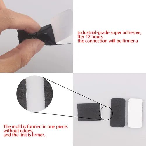 Miniatura 3 de HUAYY Hojas rectangulares de gancho y bucle autoadhesivas (negro, 48 pares de 1 x 2 pulgadas), cierres adhesivos de fuerza industrial, cinta