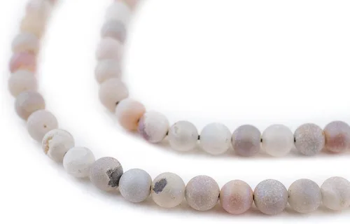 Miniatura 121 de The Bead Chest Cuentas de Jade Blanco Mate Redondas (8mm): Piedra Preciosa Orgánica Redonda Esférica de Energía con Poder de Sanación para Hacer