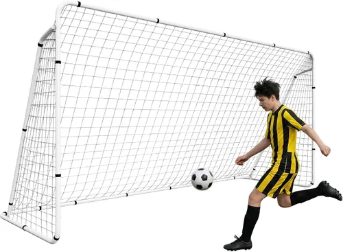 ZENY Portería de fútbol portátil para patio trasero, 12 x 6 / 10 x 6.5 / 8 x 5 pies, red y marco de fútbol para niños y adultos para práctica y