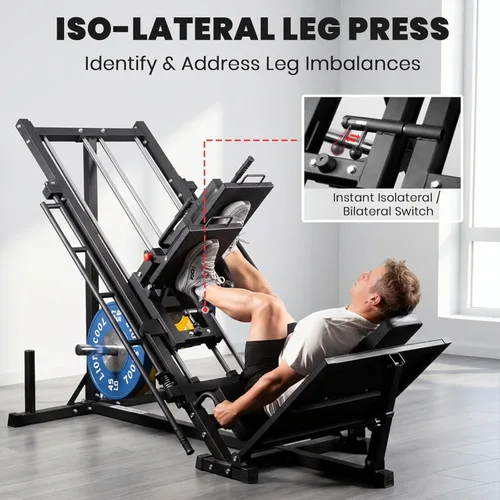 Miniatura 5 de LIONSCOOL Upgraded 3-in-1 Leg Press Hack Squat Machine with Weight Storage, Professional Adjustable Iso-Lateral Trainer with Linear Bearing for Home