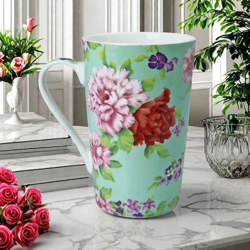 Miniatura 4 de Tazas de café lindas de 13 onzas para mujer, tazas de café con diseño floral de porcelana de hueso, tazas de té para mamá, mujeres, regalos