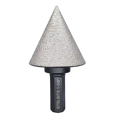 Broca biseladora de diamante, brocas avellanadas de diamante, vástago hexagonal de 1-3/8 pulgadas (1.378 in) para recortar agujeros existentes,