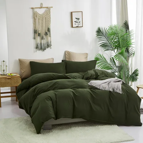 Miniatura 312 de CLOTHKNOW - Juego de edredón verde militar tamaño completo de 3 piezas, juego de ropa de cama verde oscuro, edredón suave con 2 fundas de almohada