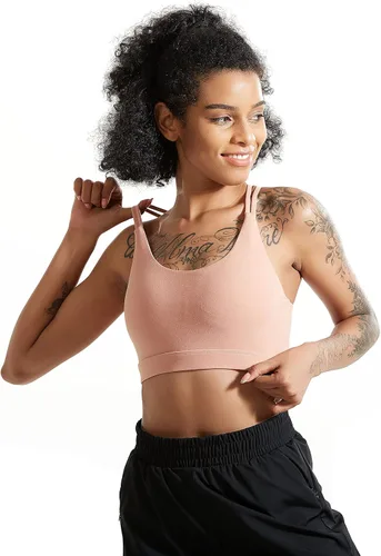Miniatura 3 de RUNNING GIRL - Brasier deportivo con tirantes delgados para mujer, brasier de yoga con soporte medio, copas extraíbles y espalda cruzada sexy
