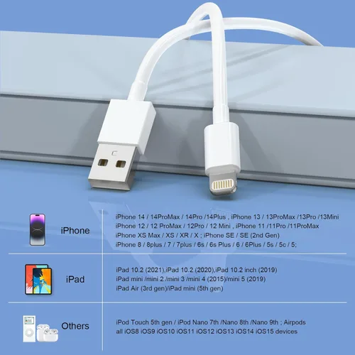 Miniatura 7 de Estbuc Cargador para iPhone [certificado Apple MFi], paquete de 5 cables Lightning de 10 pies de largo, de carga rápida, cable de sincronización