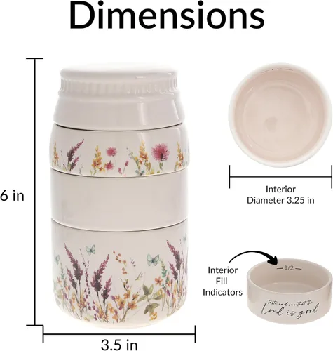 Miniatura 3 de Pavilion Gift Company - The Lord - Taza medidora de cerámica apilable de 6 pulgadas - ¼, ⅓, ½, 1 taza, rústica, decoración de verano de cocina, taza
