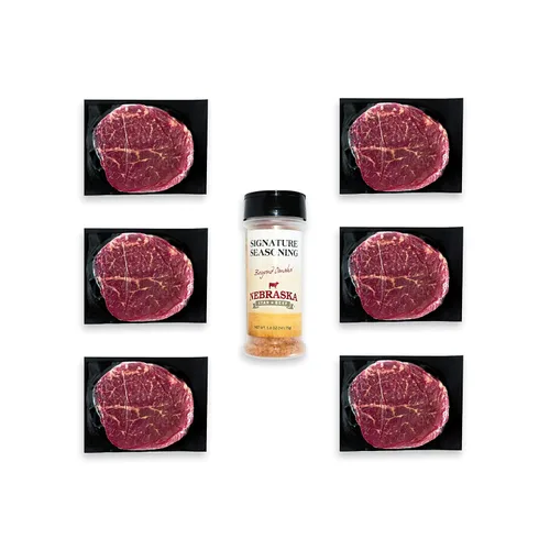 Miniatura 6 de Nebraska Star Beef Prestige Steaks - 6 paquetes con condimento (filetes de 6 a 5 onzas)