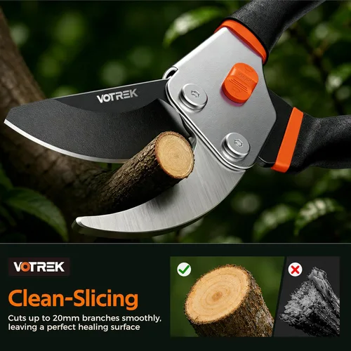 Miniatura 2 de VOTREK® Tijeras de podar, podadora de jardín profesional de 8.5 pulgadas con resorte a prueba de atascos y hoja SK5 siempre afilada, cortaúñas