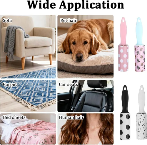 Miniatura 7 de 12 rodillos de pelusa para pelo de mascotas extra pegajosos y ropa, mini rodillos de pelusa de viaje, hojas desechables para quitar el pelo de perro