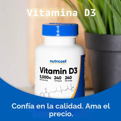 Miniatura 5 de Nutricost Vitamina D3 5,000 UI, 240 cápsulas blandas - Vitamina D sin OMG y sin gluten
