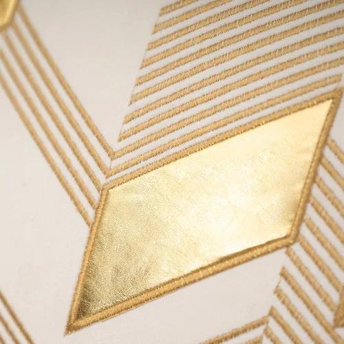 Miniatura 4 de Alerfa - Fundas de cojín cuadradas de 18 x 18 pulgadas con diseño geométrico, dorado, de cuero, a rayas, bordadas, fundas de cojín modernas