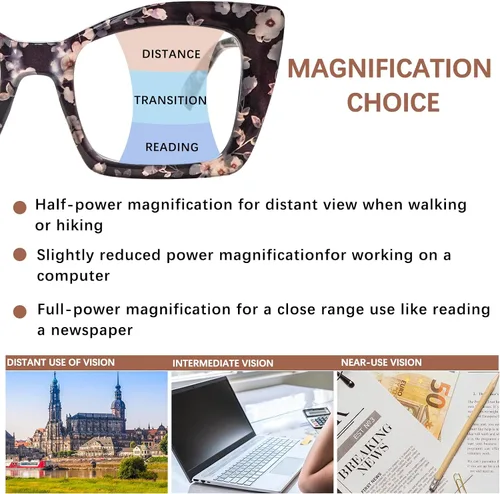 Miniatura 3 de Paquete de 4 lentes de lectura multifocales progresivos para mujeres, estilo Oprah, bloqueo de luz azul, lectores de computadora