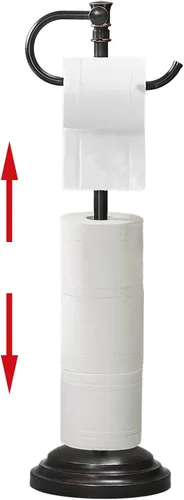Miniatura 12 de Soporte para papel higiénico RUMOSE para piso, de oro cepillado ajustable (31.5 cm a 58 cm) Soporte de papel higiénico de baño, soporte de rollo