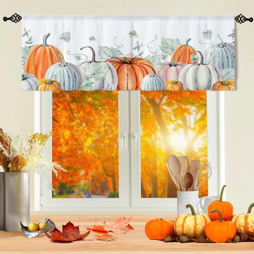 Miniatura 20 de Cortina de eucalipto negro y gris, cenefa para tratamiento de ventana, estilo bohemio, rústico, floral, bolsillo para barra, cortinas de ventana