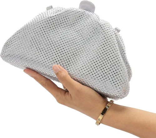 Miniatura 5 de nodeber Bolso de mano con marco de cristal con diamantes de imitación, bolso de embrague plisado para mujer