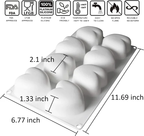 Miniatura 2 de OCPO KITCHEN Moldes de silicona con forma de corazón 3D para hornear pasteles de mousse, molde de silicona 3D para dulces, pastelería, chocolate