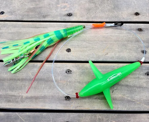 Miniatura 9 de Lobo Lures Add-a-Bird - Señuelo giratorio de arrastre con cadena de margarita, 400 libras y sacacorchos de 750 libras Resplandor verde/LUMO
