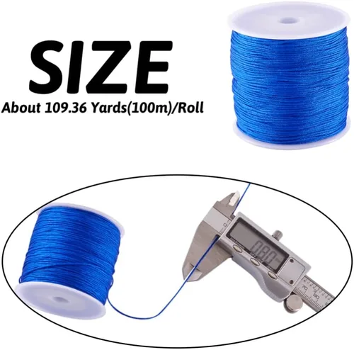 Miniatura 2 de Cheris - Cuerda de nailon para abalorios de nailon de 0.031 in, color azul, hilo de macramé, para hacer joyas, suministros de envoltura Kumihimo