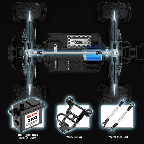 Miniatura 3 de Hosim Camión a control remoto a escala 1:10 de más de 48 KMH para adultos, 4 x 4 todo terreno, auto RC eléctrico impermeable para niños de 8 a 12