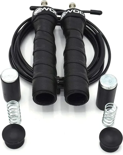 Miniatura 4 de WOD Nation - Cuerda de saltar con peso para mujeres y hombres, 1 libra (1 libra), asas ajustables de cuerda de saltar de alta velocidad con pesas