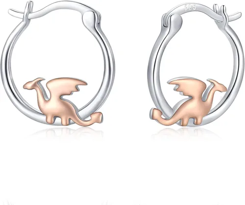 Hypoallergenic DragonCatBunny Mushroom Earrings for Women 925 Sterling Silver Animal Huggie Hoop Earrings Jewelry Gifts for Sensitive Ears