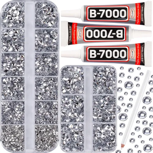 Miniatura 18 de Pegamento para Gemas b7000 con 7500 Piezas de Diamantes de Imitación Rojos para Manualidades, Ropa, Tela, Cristales de Parte Plana para Zapatos
