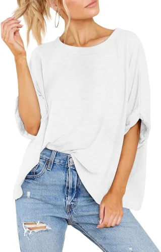 Miniatura 3 de Camiseta de gran tamaño para mujer, de verano, casual, de manga corta, holgada