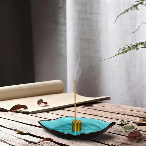 Miniatura 2 de Soporte de incienso para palos (9 agujeros) y conos, atrapa cenizas de incienso de cerámica hecho a mano para meditación, yoga, días de spa