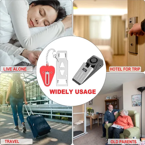 Miniatura 4 de MBBEST - Cerradura de puerta portátil y alarma de tope para puerta, dispositivos de seguridad de doble protección, herramienta de autodefensa