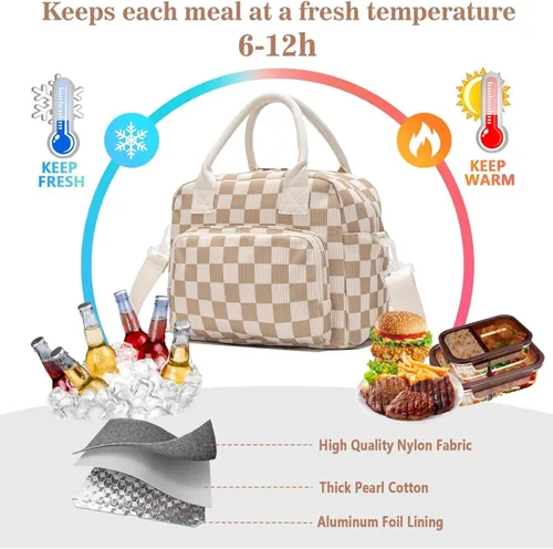 Miniatura 4 de Lunch Bag for Women Girls, Cute Insulated Reusable Lunch Box Leakproof Lunch Boxes Portable Lunch Tote Bag Cooler Bag