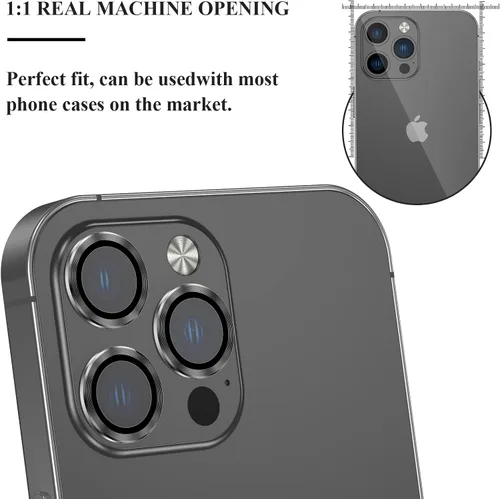 Miniatura 6 de Protector de lente de cámara compatible con iPhone 14 Pro/Max, funda de vidrio templado para anillo de cámara, resistente a roturas, resistente a