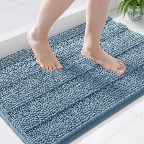 Miniatura 168 de Grandaily Alfombras de baño de felpilla a rayas de 24 x 16 pulgadas, extra gruesas y suaves, absorbentes, parte trasera de goma, alfombra de ducha