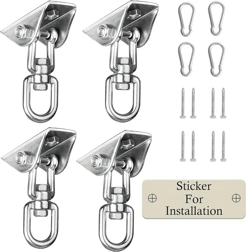 Miniatura 8 de Perchas de columpio resistentes para juegos de madera, capacidad de 2000 libras, colgador de hamaca giratorio de acero inoxidable 360, accesorios