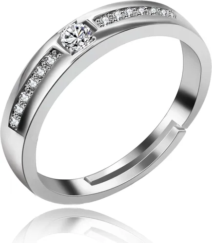 Miniatura 2 de Uloveido - Juego de 2 anillos de compromiso ajustables para él y ella con diseño de corazón a juego, regalo de boda para parejas LB018