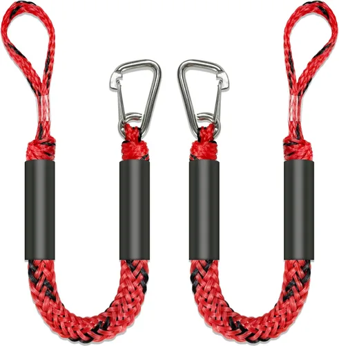 Miniatura 8 de Líneas de defensa de 2.5 pies, 2 piezas, líneas elásticas premium para barco con clip de acero inoxidable 316 para parachoques de barco/defensa