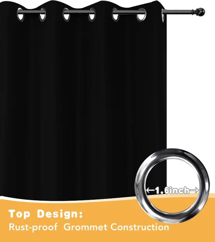 Miniatura 4 de HolidayIdeas Cortinas impermeables para patio, 4 paneles, 54 x 84 pulgadas, protección de privacidad y filtrado de luz, cortinas exteriores con Negro