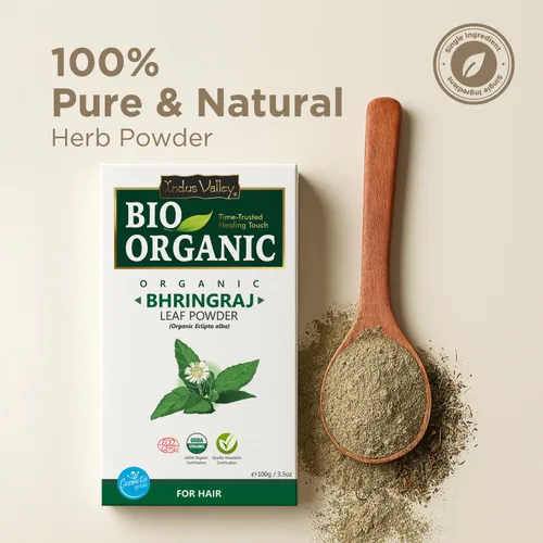 Miniatura 4 de INDUS VALLEY Polvo orgánico de Bhringraj (Eclipta Prostrata) para el crecimiento del cabello, 3.53 oz 100% puro y natural Sin conservantes