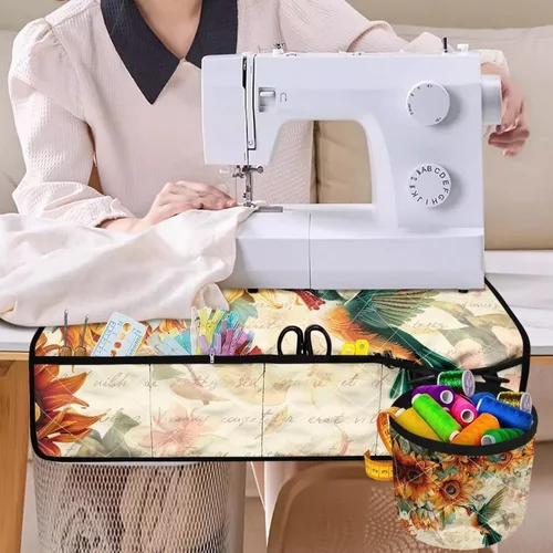 Miniatura 4 de Tapetes para máquina de coser de girasol y colibrí para mesa con bolsillos, para máquinas de coser de Acción de Gracias, alfombrillas para reducir