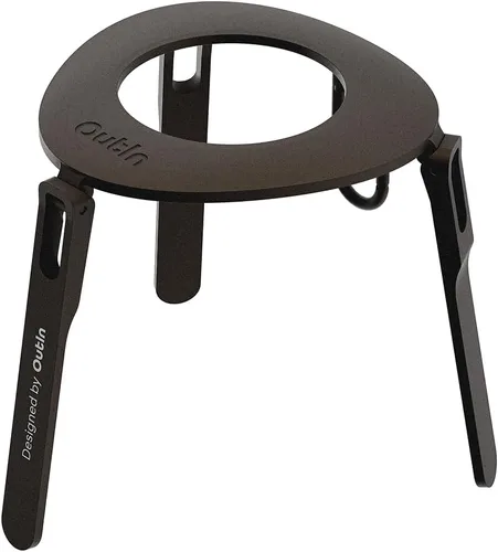 OutIn Soporte de café plegable ultraportátil con mosquetón, soporte portátil estable para máquina de espresso, diseño unibody de aluminio, mosquetón
