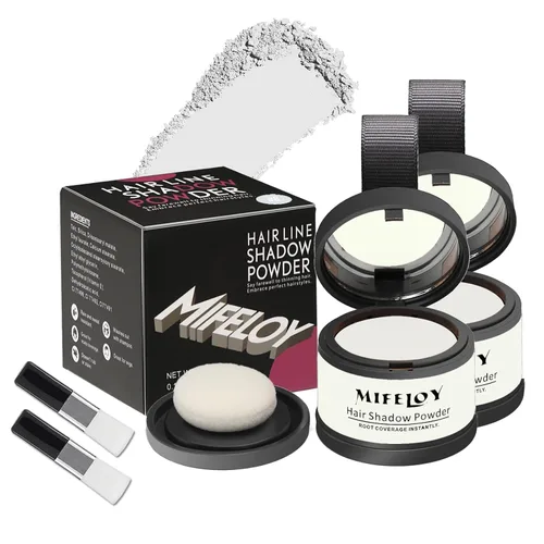 Miniatura 8 de Paquete de 2 polvos de sombra de retoque de raíz, cobertura de cabello gris, polvo de cobertura de raíces de color para mujeres para adelgazar