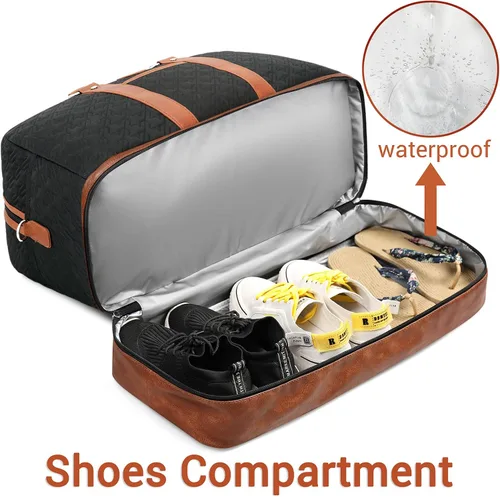 Miniatura 73 de IBFUN Bolsas de fin de semana para mujer, bolsa grande de lona para viaje, bolsa de viaje con compartimento para zapatos, 21 pulgadas, juego de 3