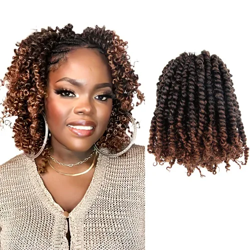 Miniatura 54 de Pelo Passion Twist de 8 pulgadas, trenzas de ganchillo pretrenzadas, paquetes de 8 paquetes (1B/negro natural)