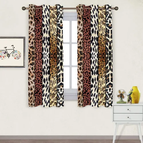Miniatura 48 de Cortina opaca con estampado de animales salvajes, para oscurecer la habitación, con aislamiento térmico, con ojales para sala, comedor, dormitorio