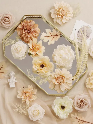 Miniatura 2 de MISSPIN Juego de flores artificiales para bricolaje, ramo de rosas falsas, flores para novia, boda, centro de mesa, decoración de mesa, bohemio