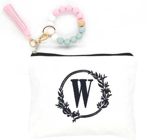Miniatura 9 de Bolsa de cosméticos con combinación de letras bordadas, bolsa de regalo personalizada, adecuada para bodas, cumpleaños, vacaciones, es un gran