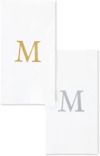 Miniatura 11 de AMERICAN HOMESTEAD - Toallas de mano desechables – Servilletas plateadas con monograma – Toallas de papel de baño similares al lino para invitados